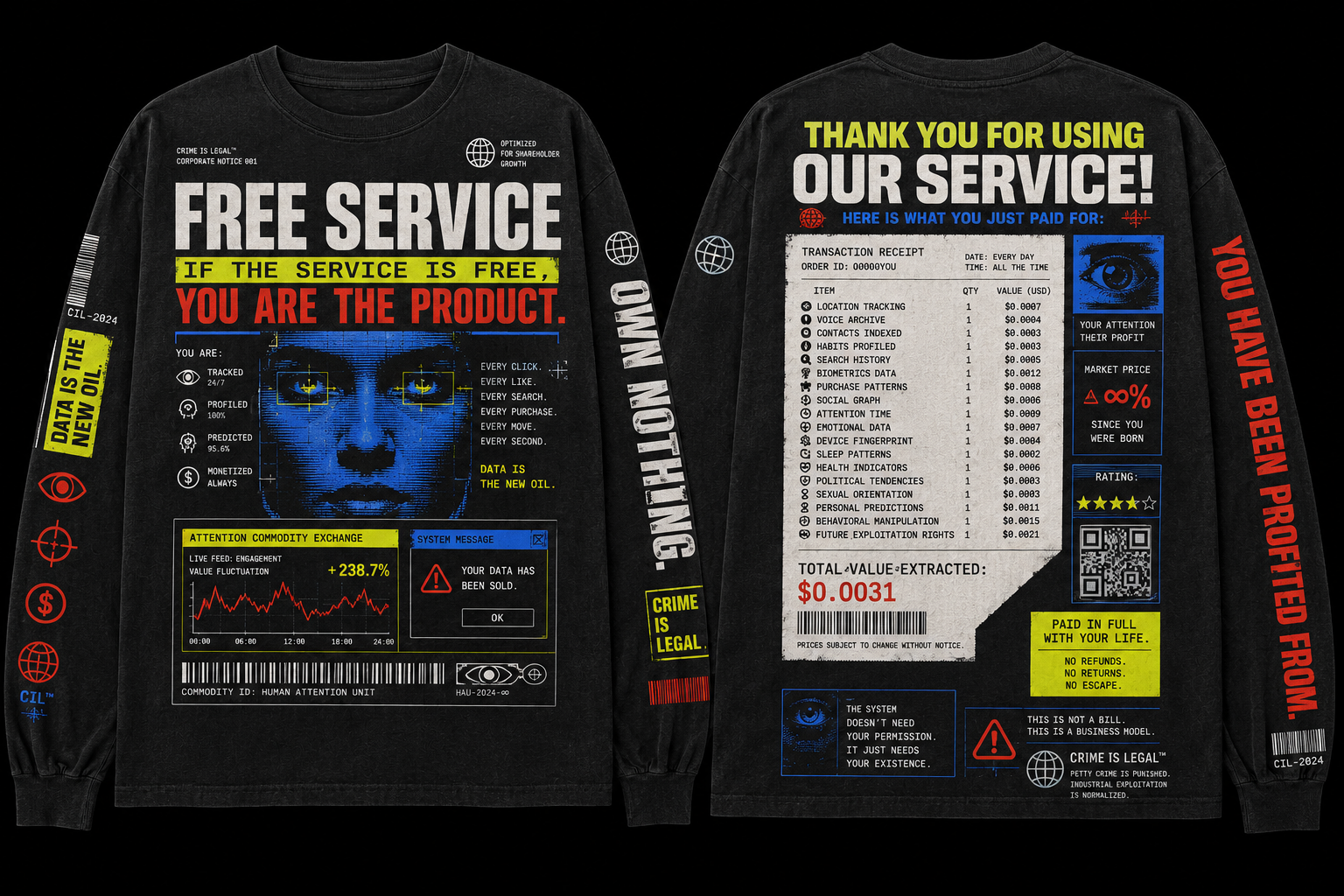 Free Service Long Sleeve campaign design