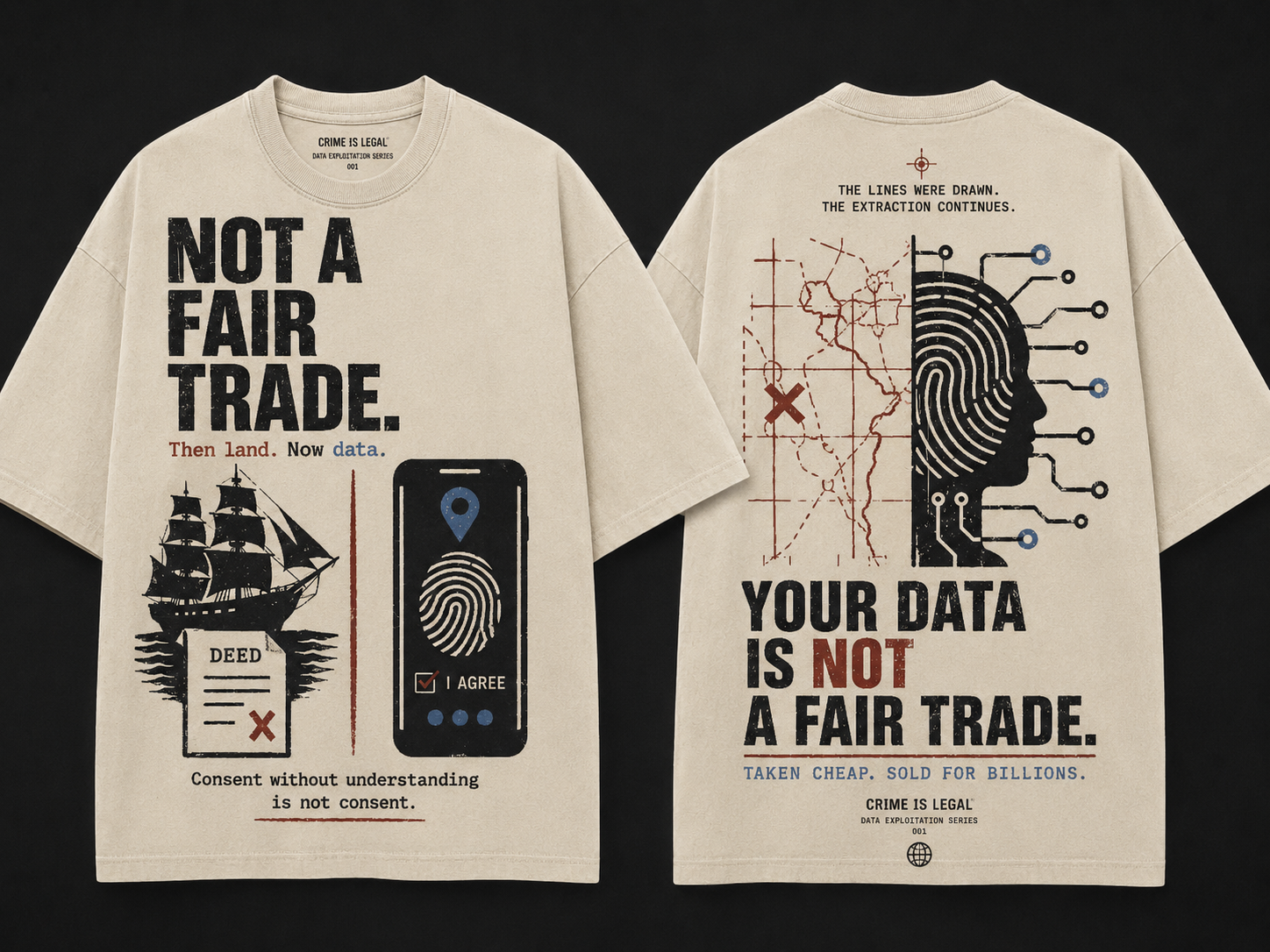 Not a Fair Trade Tee, front and back view